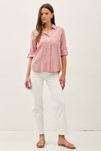 Load image into Gallery viewer, Tencel Rolled Cuff Button Up Blouse