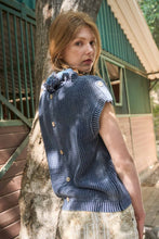 Load image into Gallery viewer, Navy Washed Short Sleeve Sweater Top Blu Pepper