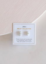 Load image into Gallery viewer, Druzy Bar - White - Gold Earrings
