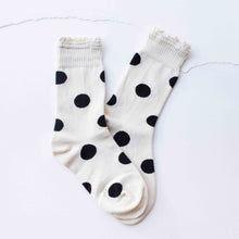 Load image into Gallery viewer, Polka Dot Ruffle Trim Socks Tiepology