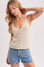 Load image into Gallery viewer, Pointelle Ruffled Knit Hem Tank