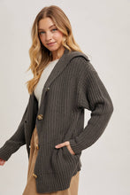 Load image into Gallery viewer, Ash Grey Button Down Sweater Cardigan