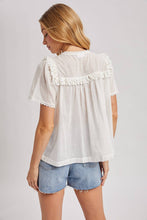 Load image into Gallery viewer, Lace Trimmed Button Down V-Neck Top