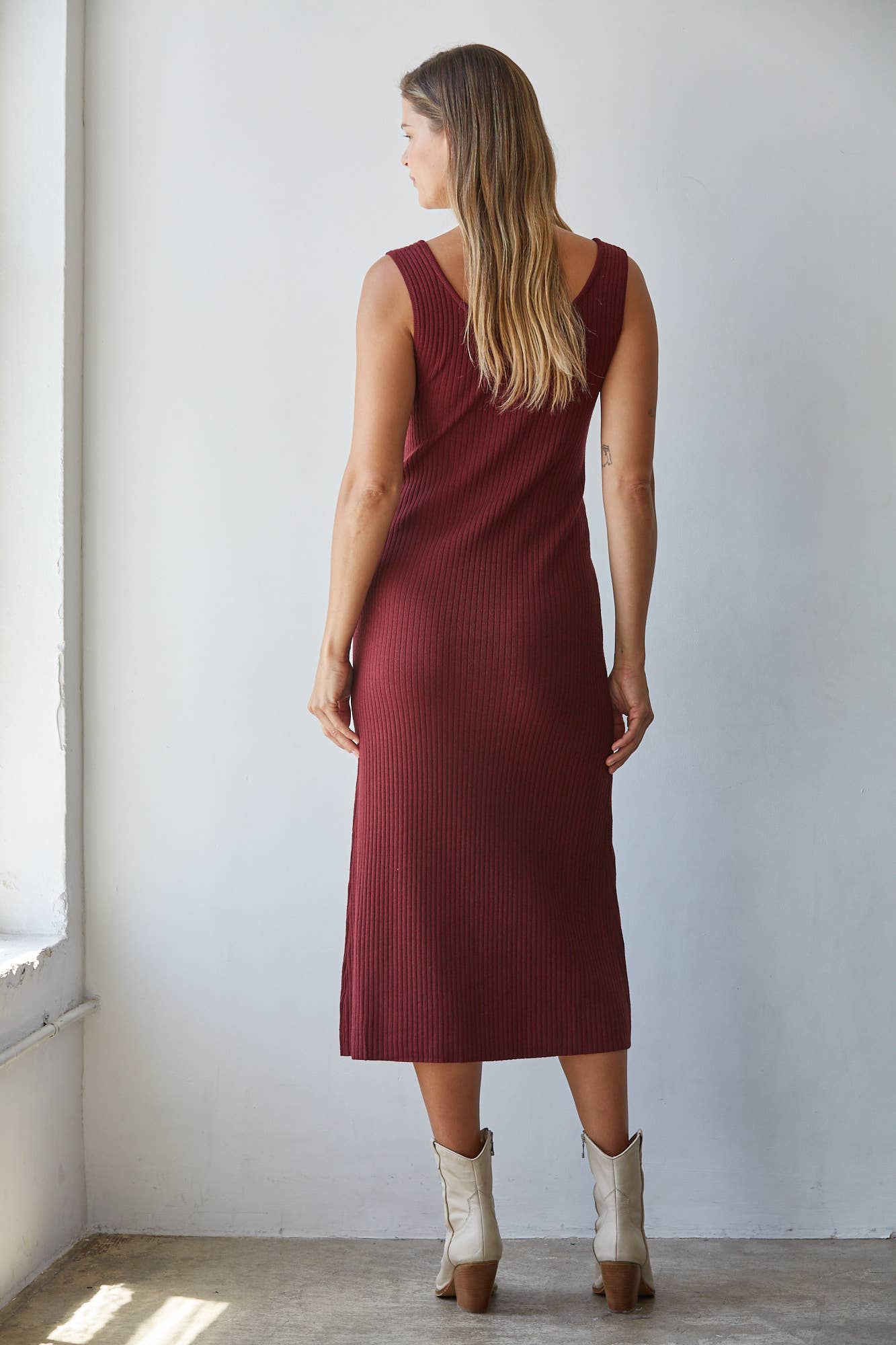 Knit Sweater Viscose Polyester Nylon Ribbed Dress