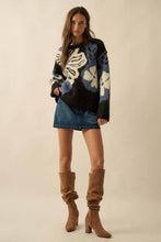 Load image into Gallery viewer, Fuzzy Floral Jacquard Sweater