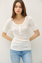 Load image into Gallery viewer, Ribbed Short Sleeve Henley Top