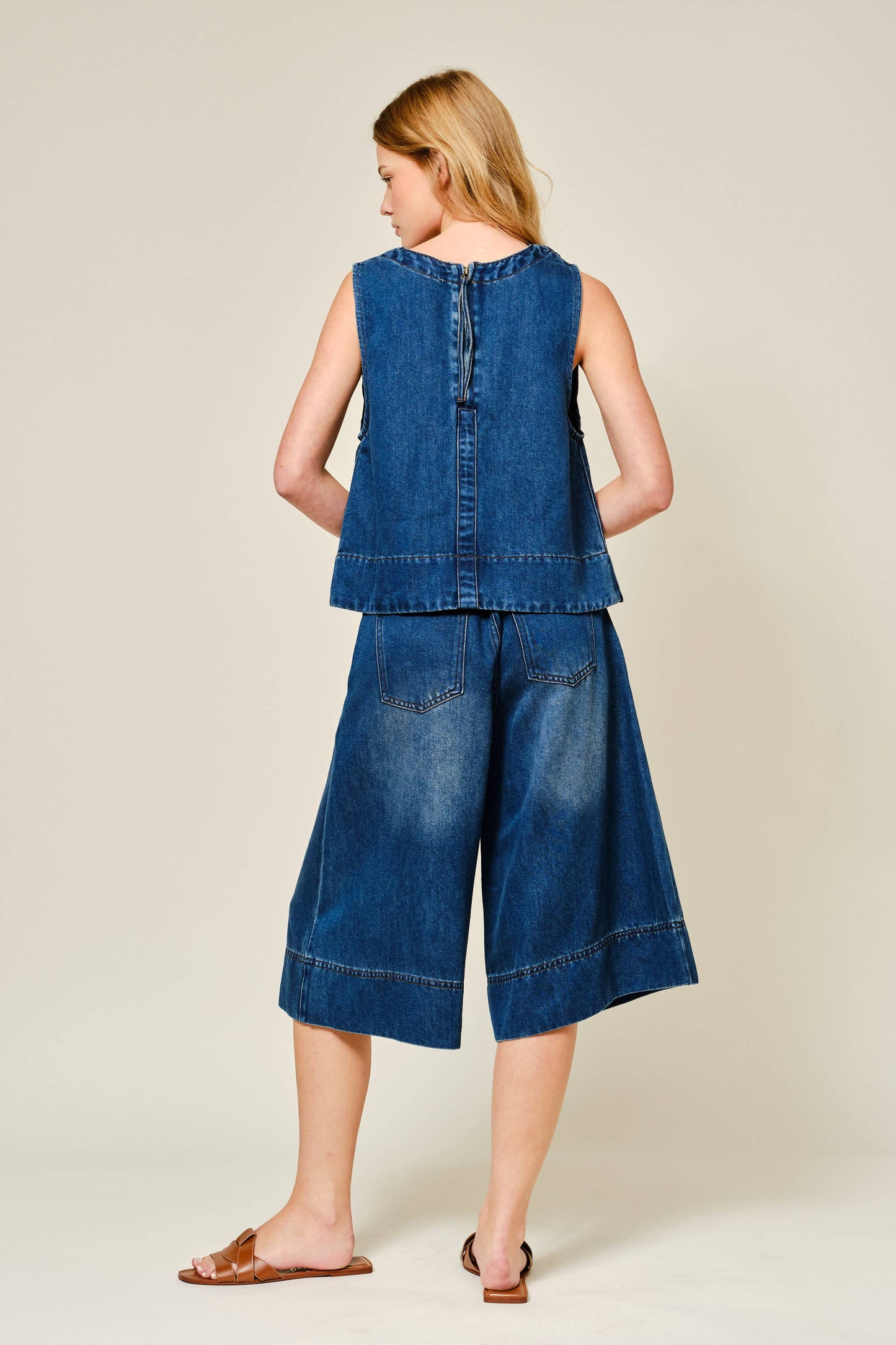 Washed Denim Sleevelss Top