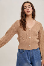 Load image into Gallery viewer, Button Down Cable Knit Cardigan