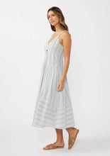 Load image into Gallery viewer, Striped V-Neck Midi Dress with Cutouts and Pockets