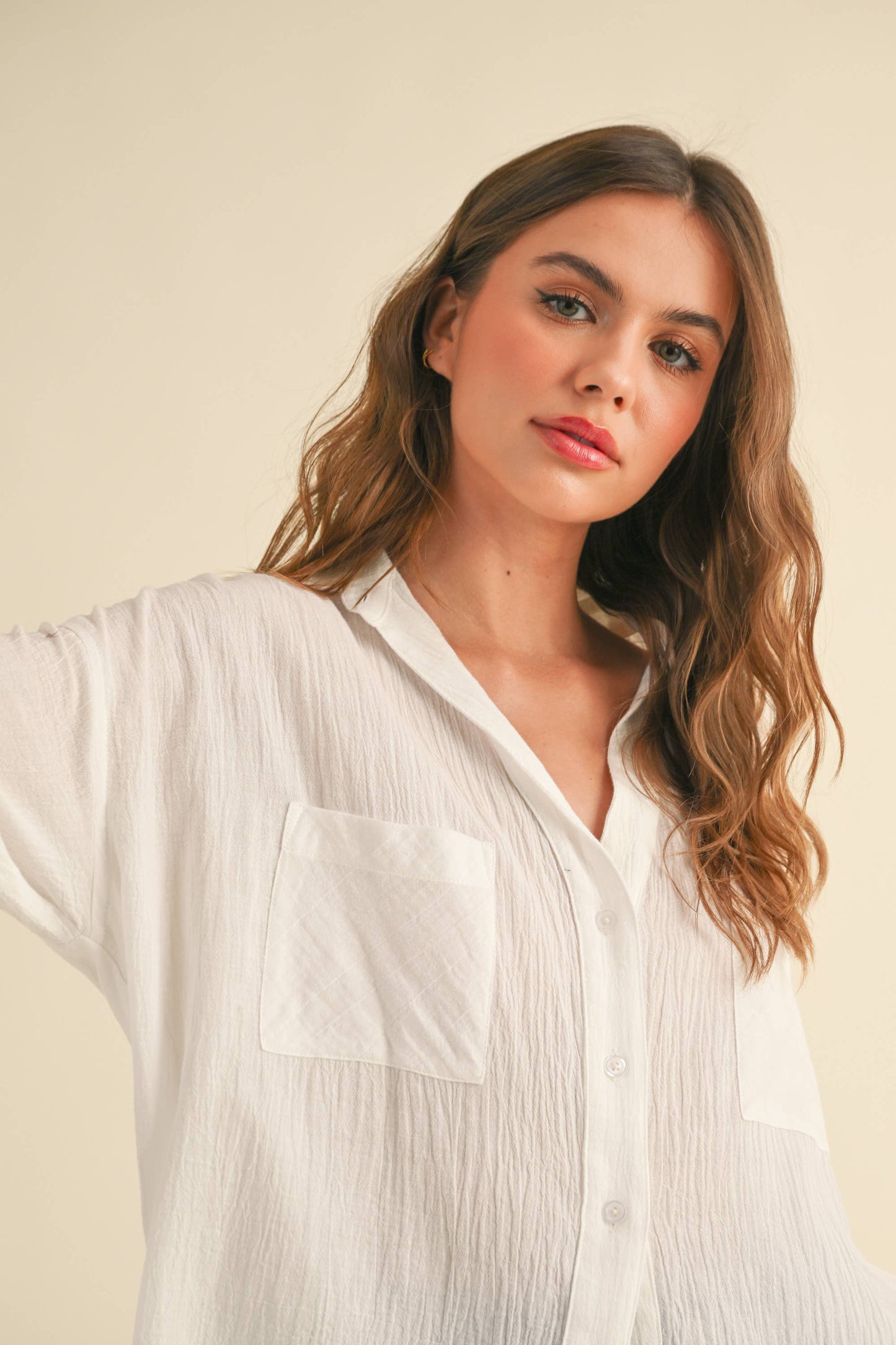Classic White Button Up Top