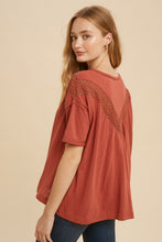 Load image into Gallery viewer, Hook & Eye Lace Drop Shoulder Top