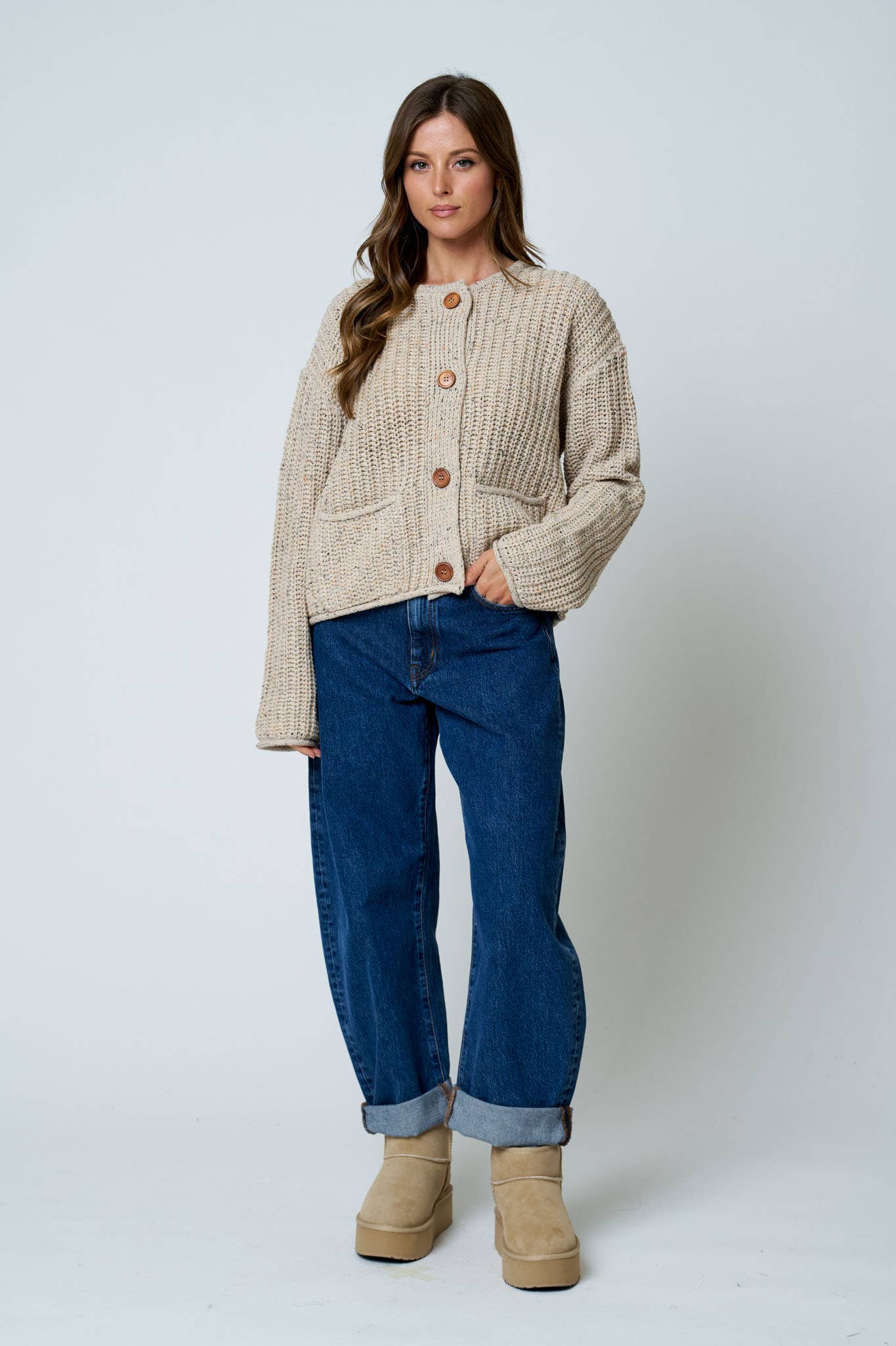 Chunky Raw Edge Knit Sweater