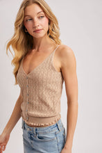 Load image into Gallery viewer, Pointelle Ruffled Knit Hem Tank