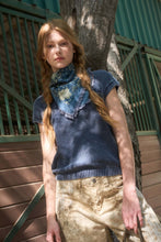 Load image into Gallery viewer, Navy Washed Short Sleeve Sweater Top Blu Pepper