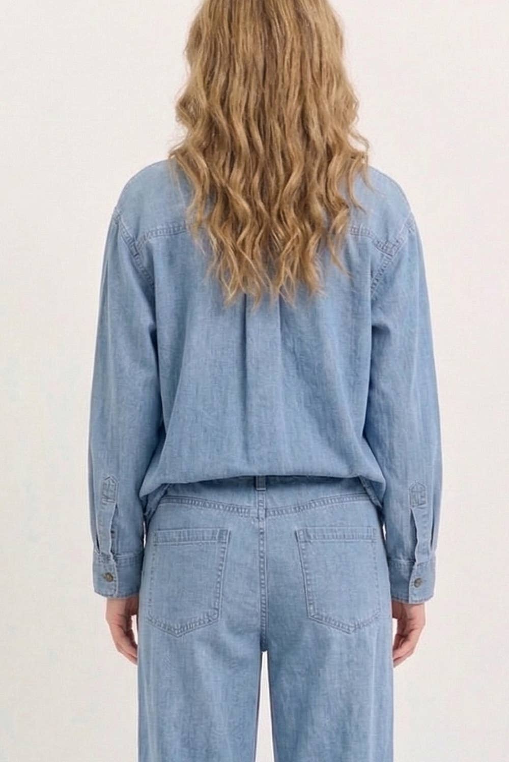 Chambray Wide Leg Classic Pants