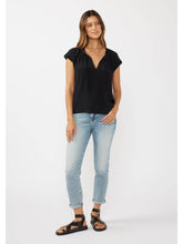 Load image into Gallery viewer, Split Neck Short Sleeve Blouse love stitch