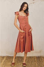 Load image into Gallery viewer, Pinstripe Flutter Sleeve Midi Dress dress forum