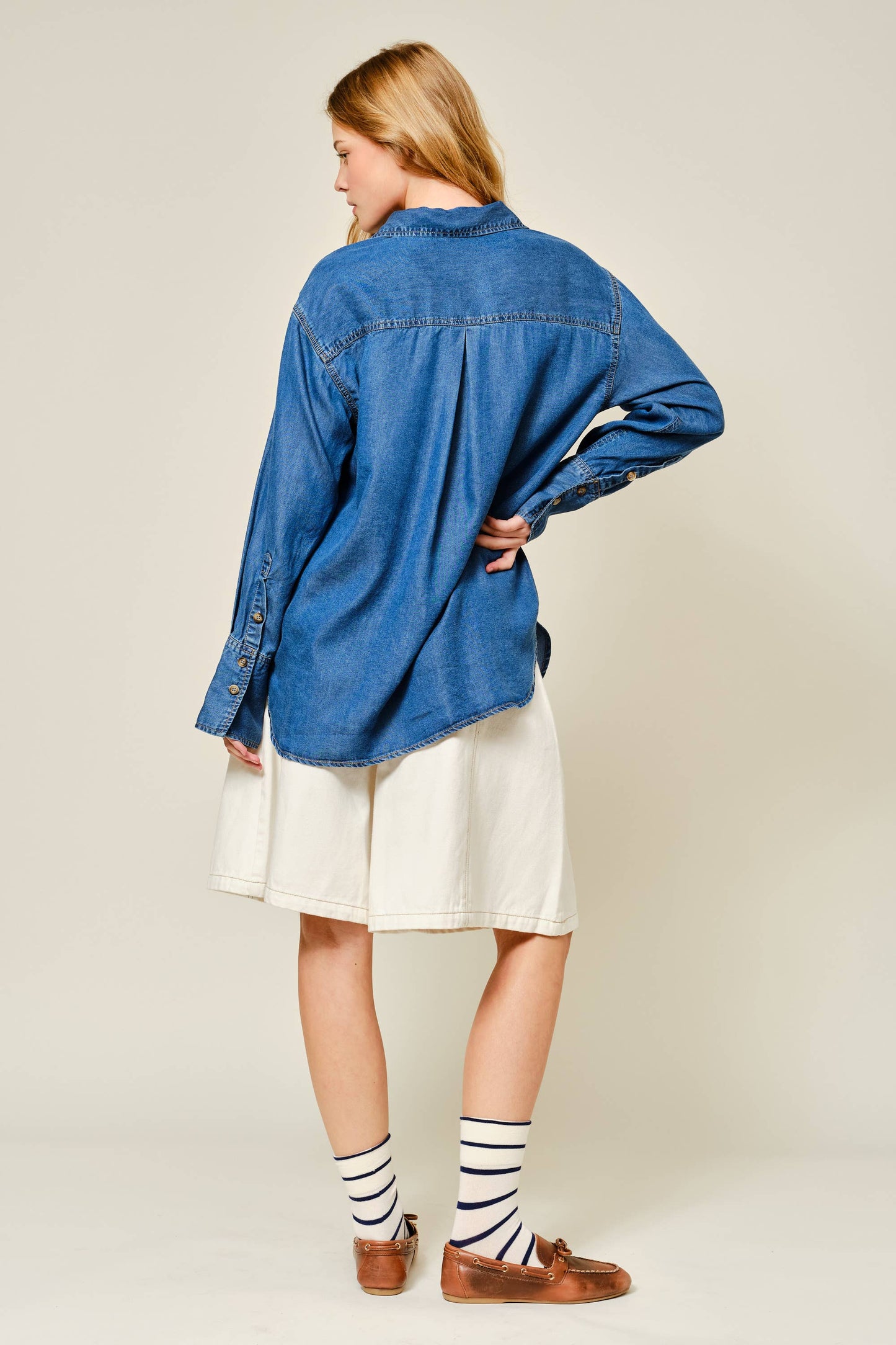 Washed Denim Button Down Shirt