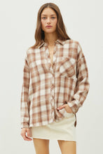 Load image into Gallery viewer, Woman wearing a plaid shirt on a white background