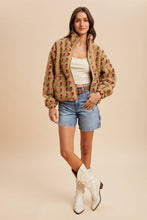Load image into Gallery viewer, Floral Sherpa Zip Up Jacket