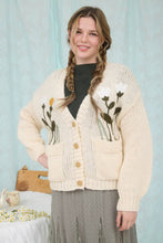 Load image into Gallery viewer, Floral Embroidered Cardigan Sweater