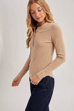 Load image into Gallery viewer, Latte Henley Snap Button Long Sleeve BluIvy