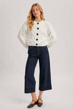 Load image into Gallery viewer, White Cable Knit Cropped Cardigan