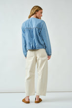 Load image into Gallery viewer, Ruched Seam Denim Bomber Jacket Aaron & Amber