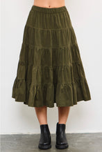 Load image into Gallery viewer, Olive Green Corduroy Skirt Mustard Seed