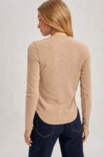 Load image into Gallery viewer, Latte Henley Snap Button Long Sleeve BluIvy