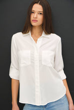 Load image into Gallery viewer, Tencel Rolled Cuff Button Up Blouse