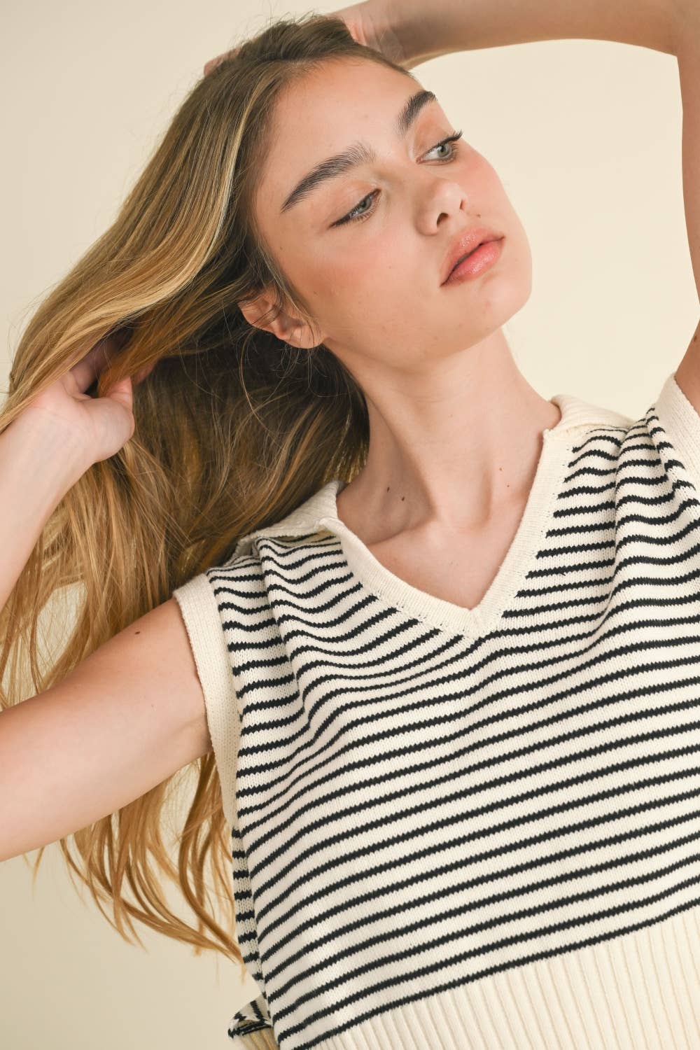 Striped V-Neck Sweater Tank