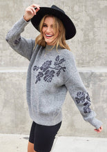 Load image into Gallery viewer, Metallic Floral Holiday Sweater
