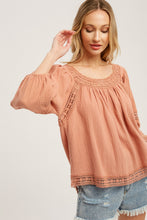 Load image into Gallery viewer, Boho Lace Trim Blouse
