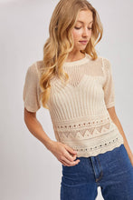 Load image into Gallery viewer, Open Knit Short Sleeve Sweater Top
