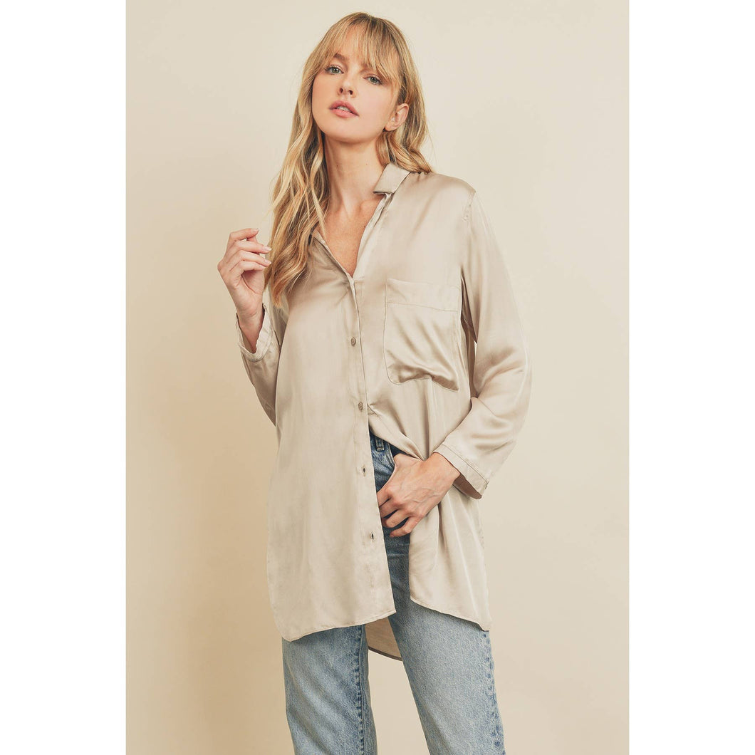 Satin Side Slit Shirt