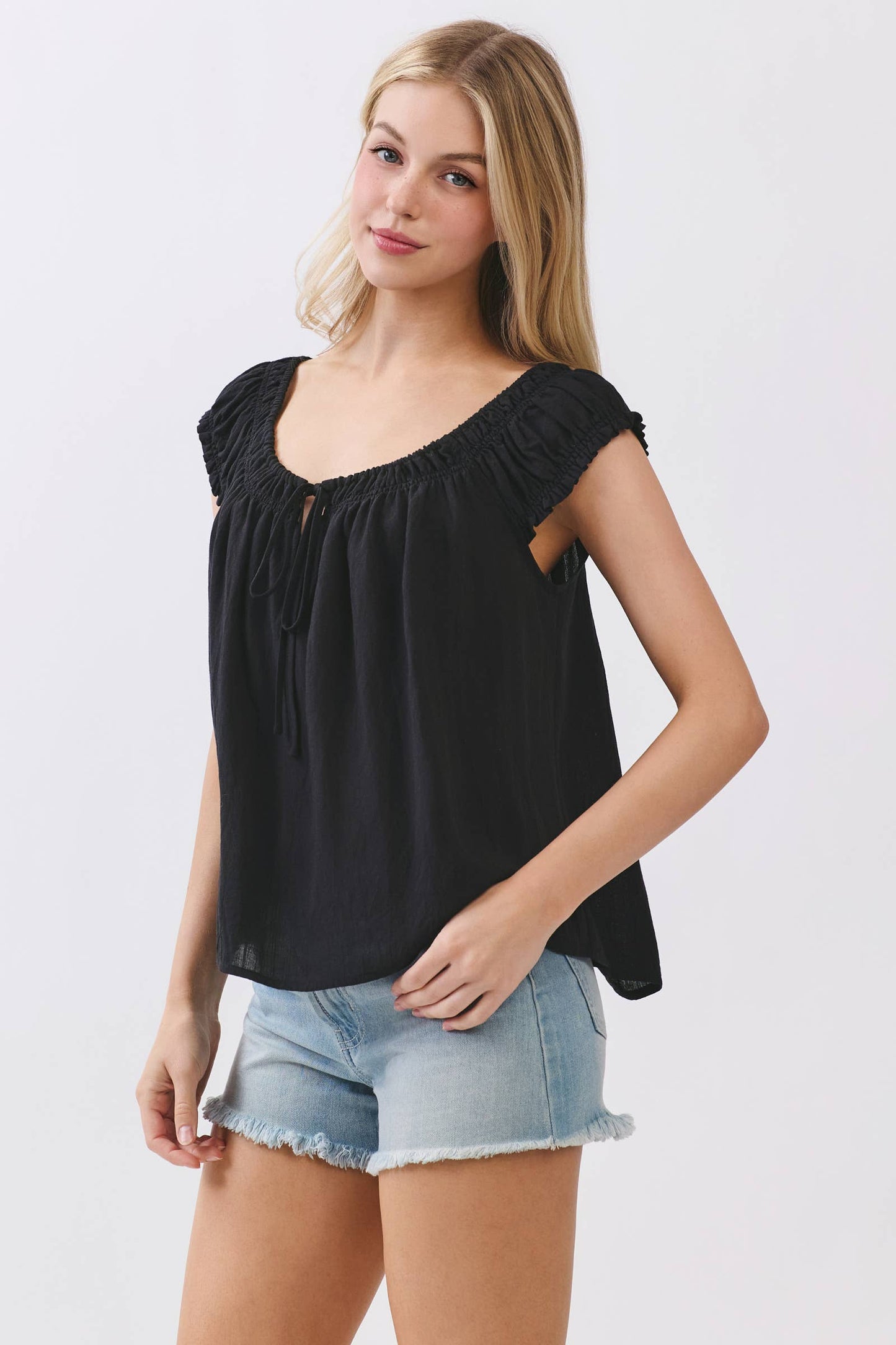 Sleeveless Peasant Blouse