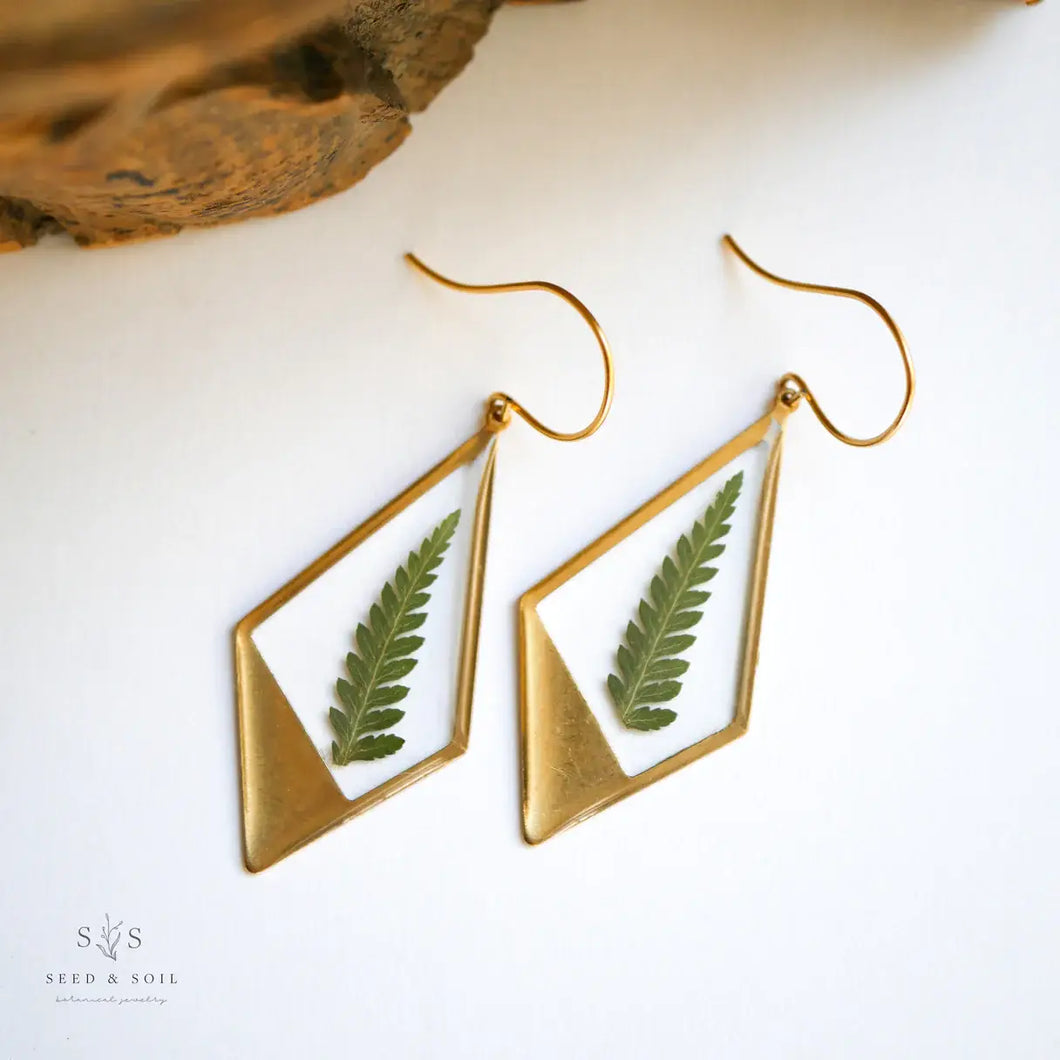 Hanging Fern Terrarium Earrings