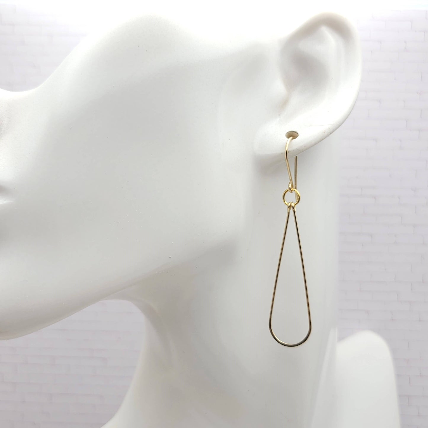 Long Gold Hoops - Handmade Earrings 