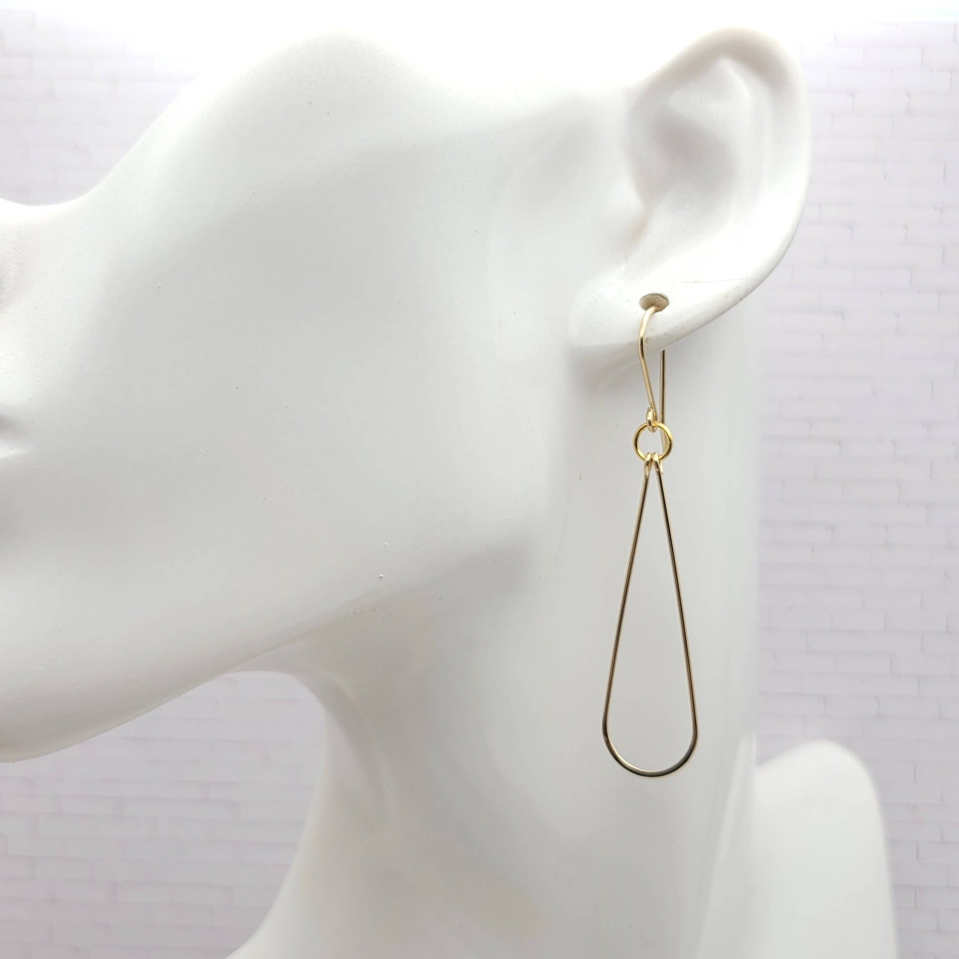 Long Gold Hoops - Handmade Earrings 