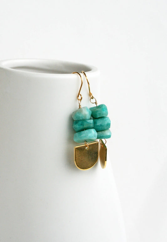 Amazonite Disc Earrings | Colorful Summer Earrings