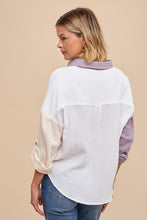 Load image into Gallery viewer, Color Block Gauze Button Up
