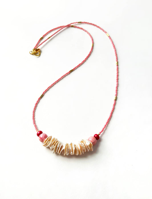 Long Pink Keshi Pearl Necklace | Colored Gemstone