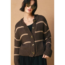 Load image into Gallery viewer, Fluffy Striped Button Down Cardigan
