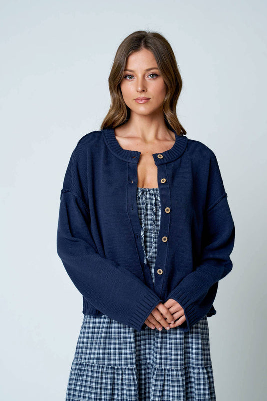 Raw Edge Seam Knit Cardigan