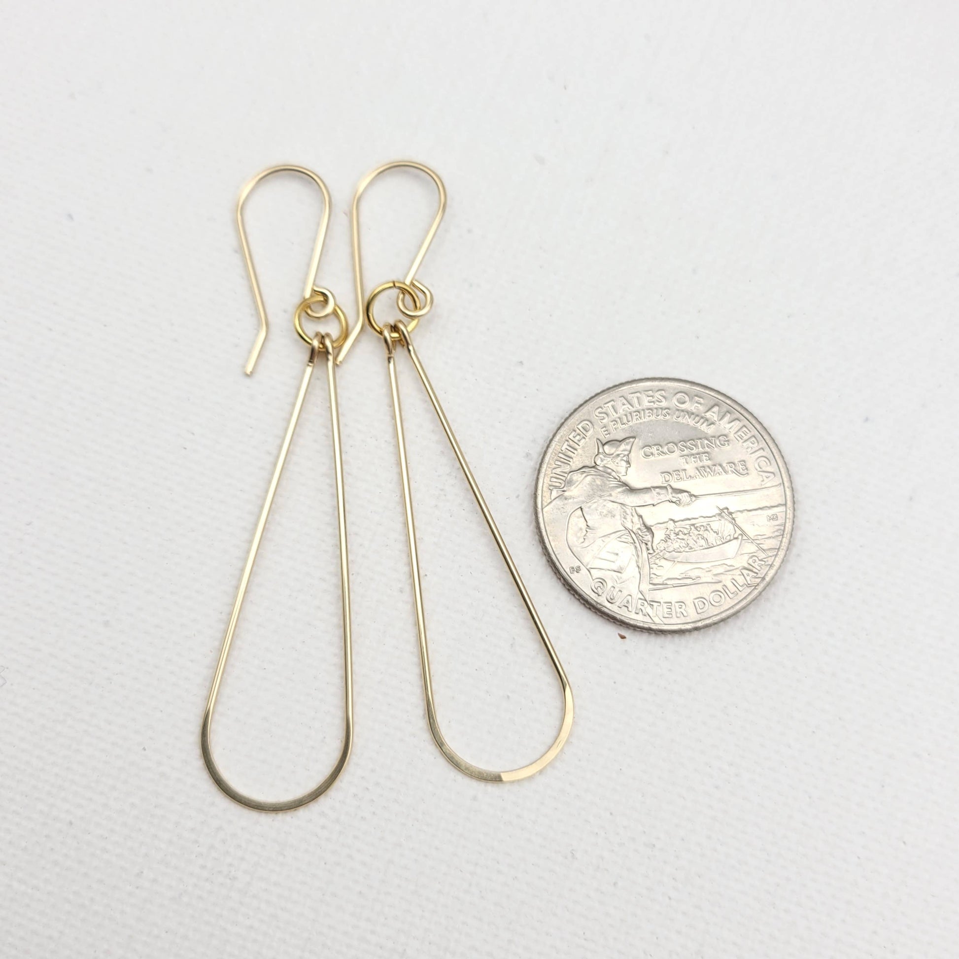 Long Gold Hoops - Handmade Earrings 