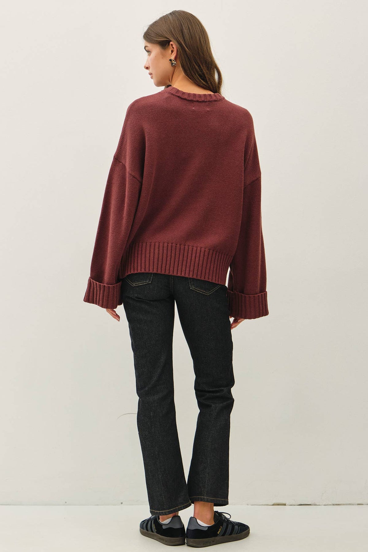 Wide Cuff Sleeve Boxy Sweater
