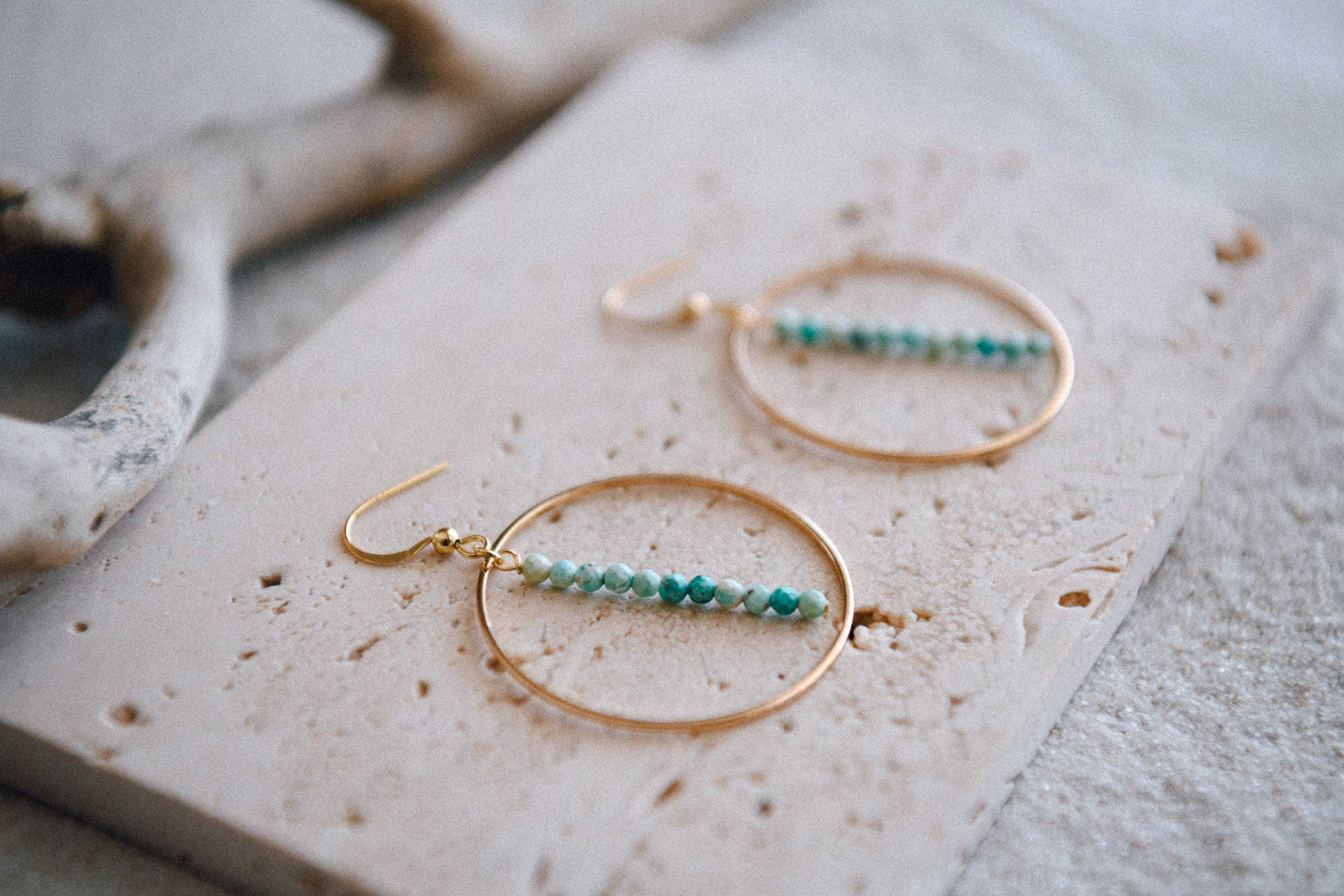 Gemstone and Gold Plated Drop Hoop Earring 