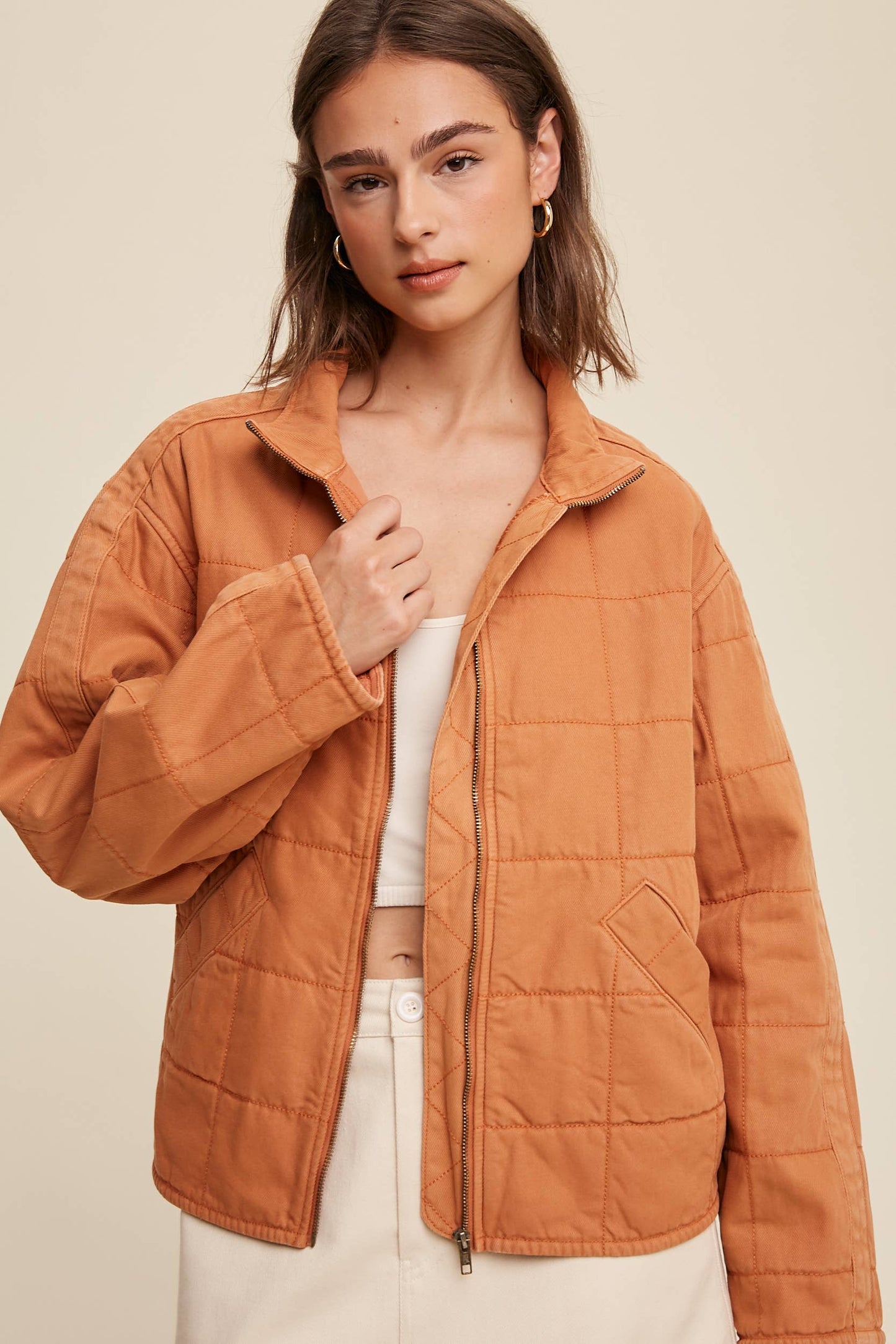 Quilted Cotton Zip Jacket