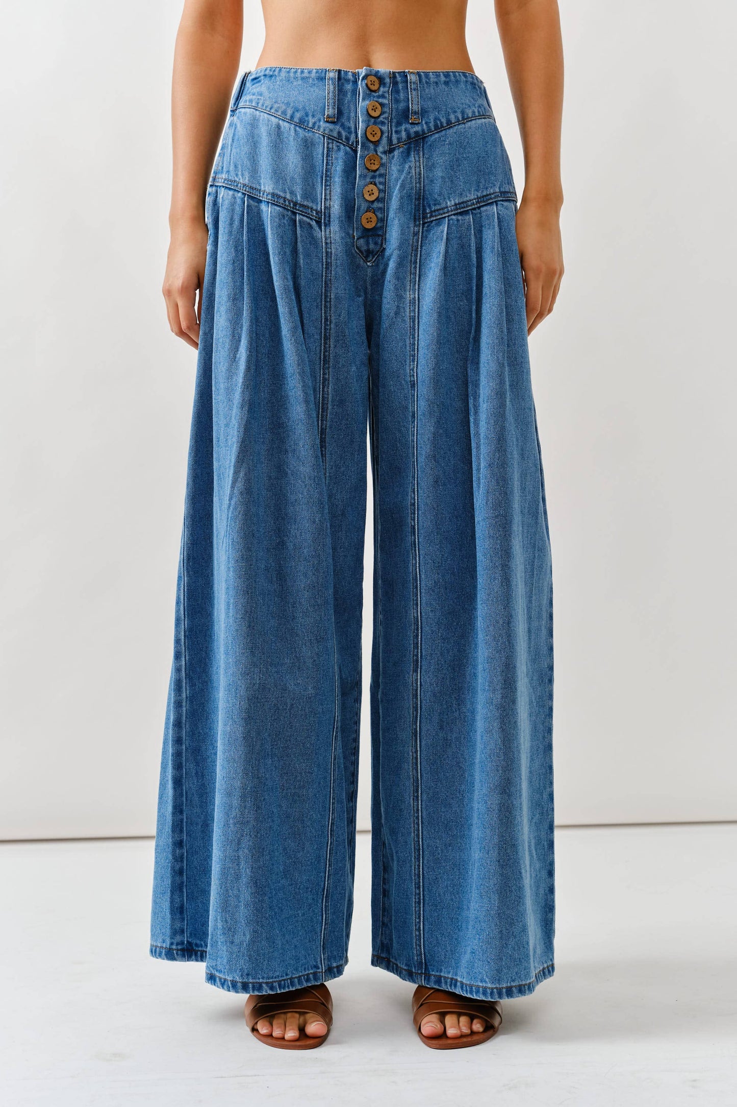 Front Button Flare Jeans